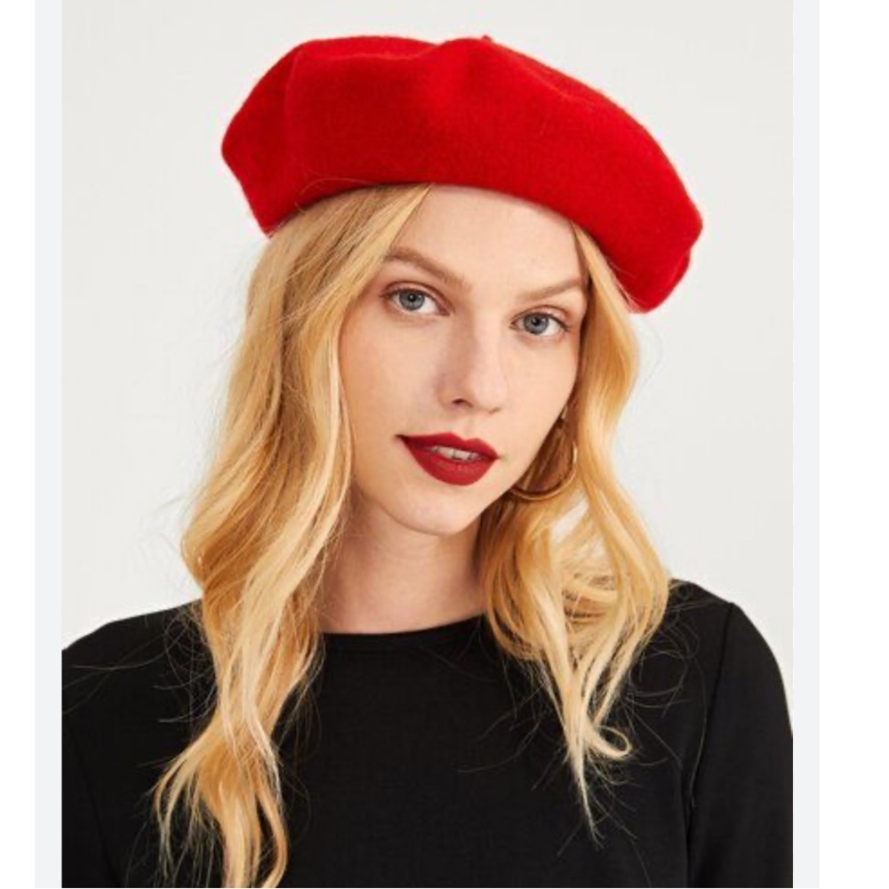 Primark Red Wool Beret One Size – Classic French Style Hat